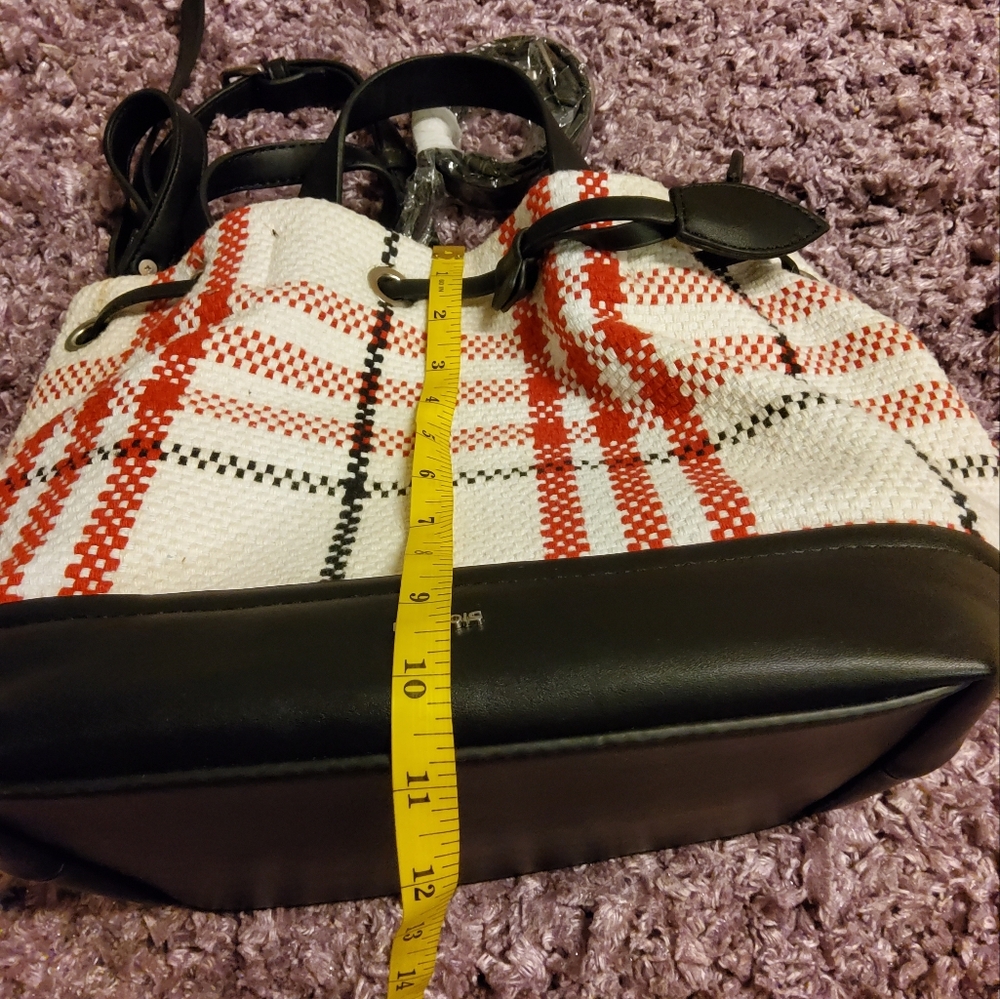 Parfois Plaid Woven Bucket Bag/Backpack Shoulder Bag - Picture 4 of 11